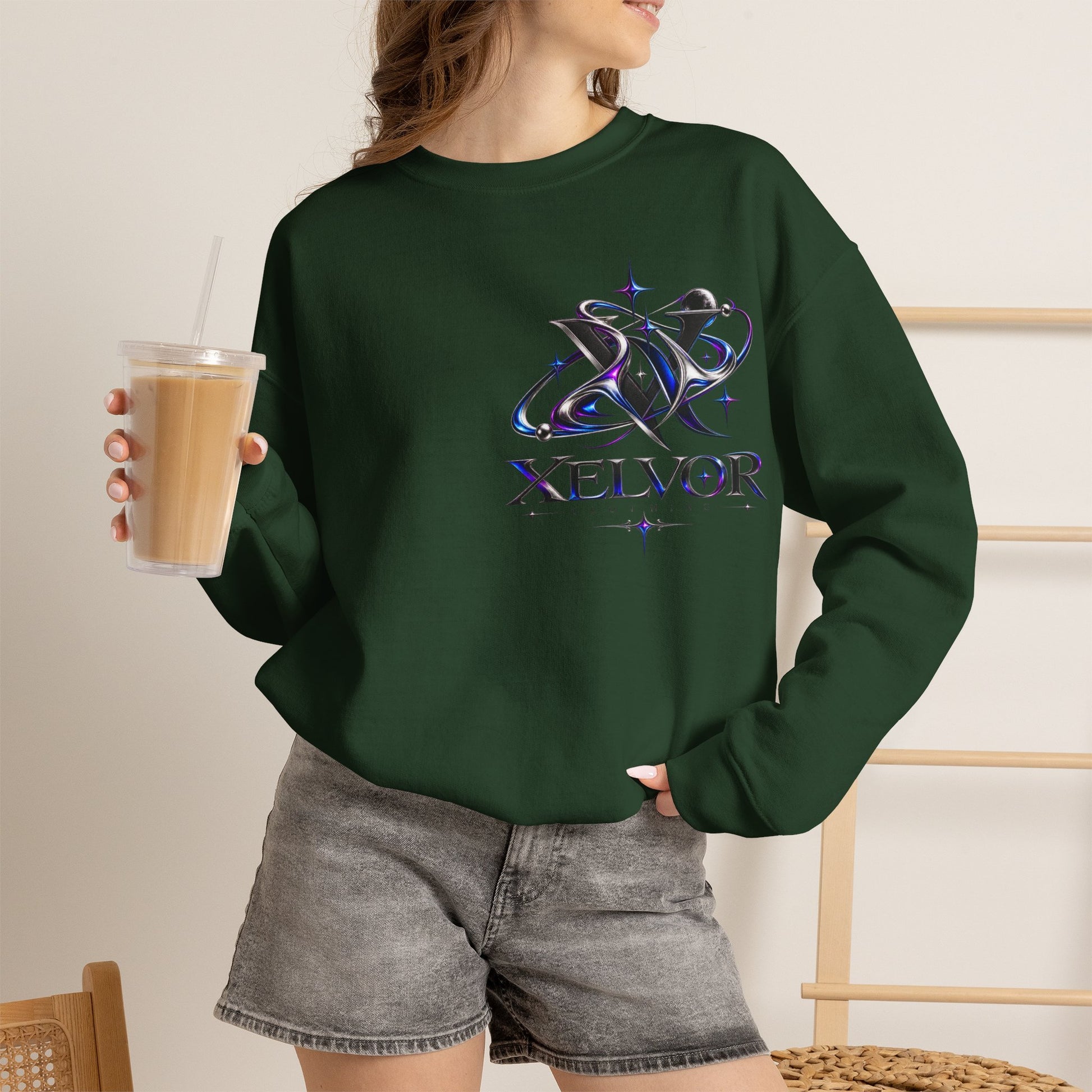 Sweat-shirt à col rond Xelvor - Pull graphique Cosmic Emblem
