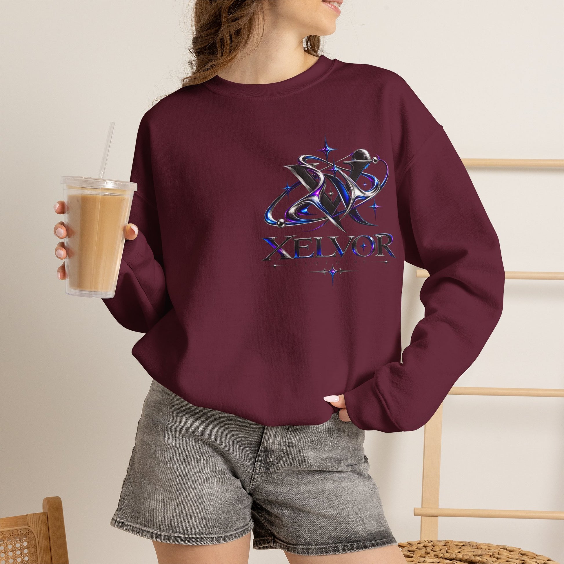 Sweat-shirt à col rond Xelvor - Pull graphique Cosmic Emblem